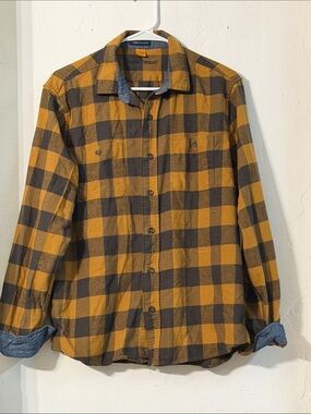 Tailor Vintage Mustard and black Plaid Button-Down Shirt